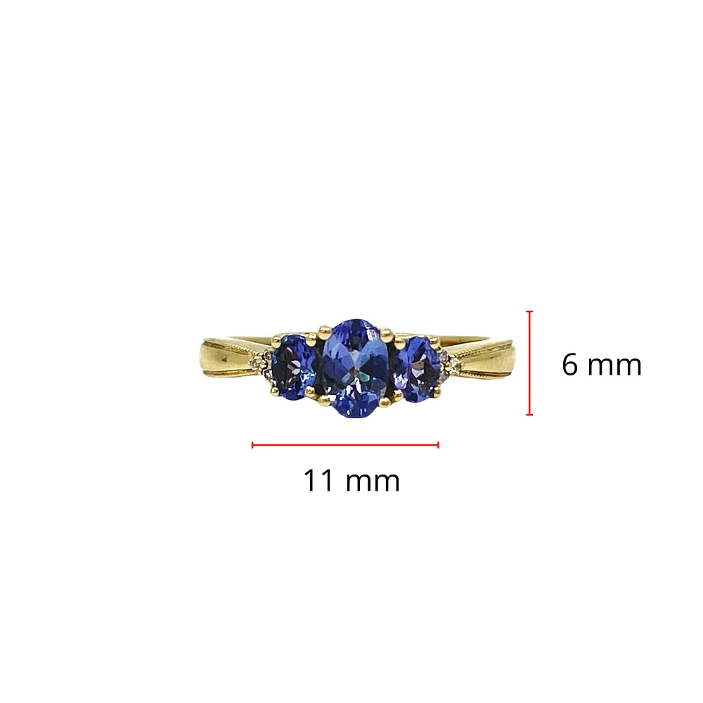 10K Yellow Gold Tanzanite & Diamond Ring, size 7