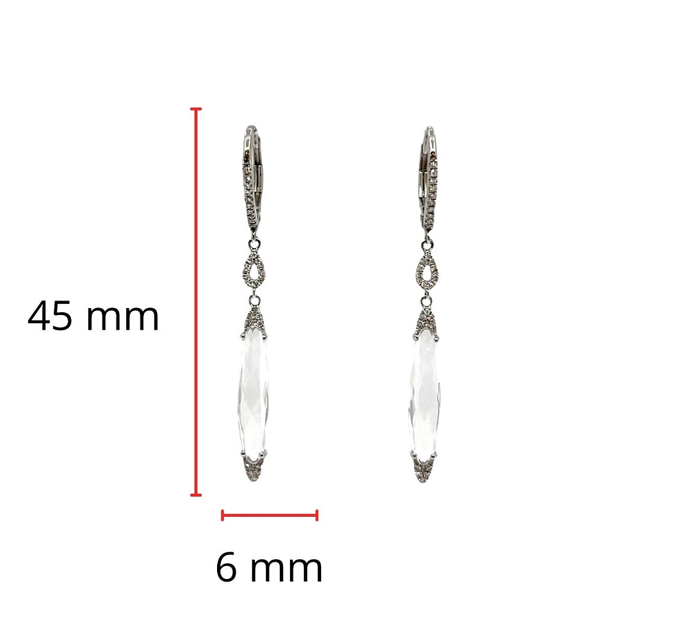 14K White Gold 4.03cttw White Topaz and 0.12cttw Diamond Dangle Earrings