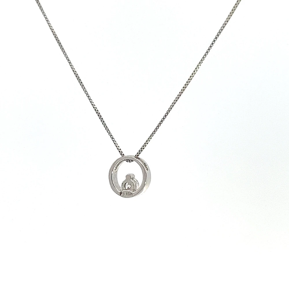 10K White Gold Diamond 0.075cttw Round Cut Pendant 18"