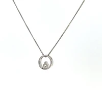 10K White Gold Diamond 0.075cttw Round Cut Pendant 18"
