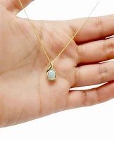 10K Yellow Gold Jade And Diamond Pendant - 18"