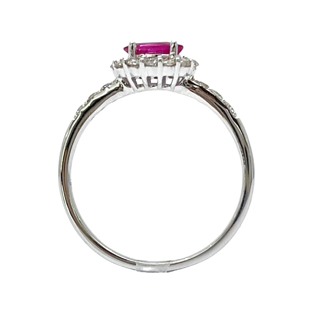 14K White Gold Genuine 0.50cttw Ruby and 0.35cttw Diamond Ring, size 7