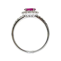 14K White Gold Genuine 0.50cttw Ruby and 0.35cttw Diamond Ring, size 7
