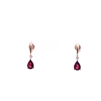 10K Yellow Gold Genuine Garnet & 0.025cttw Diamond Earrings