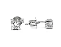 14K White Gold 0.15cttw Princess Cut Canadian Diamond Earrings