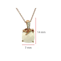 10K Rose Gold Agate And Diamond Necklace, 18"