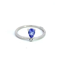 10K White Gold Tanzanite and Diamond Ring - Size 7