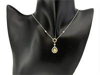 18K White & Yellow Gold 0.83cttw Fancy Yellow Pear Cut Diamond Necklace - 18 Inches
