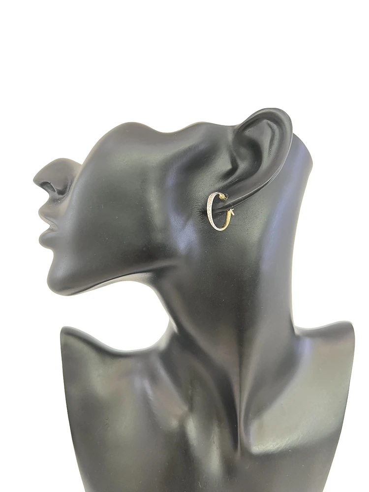 10K Two Tone Gold 19mm Earrings