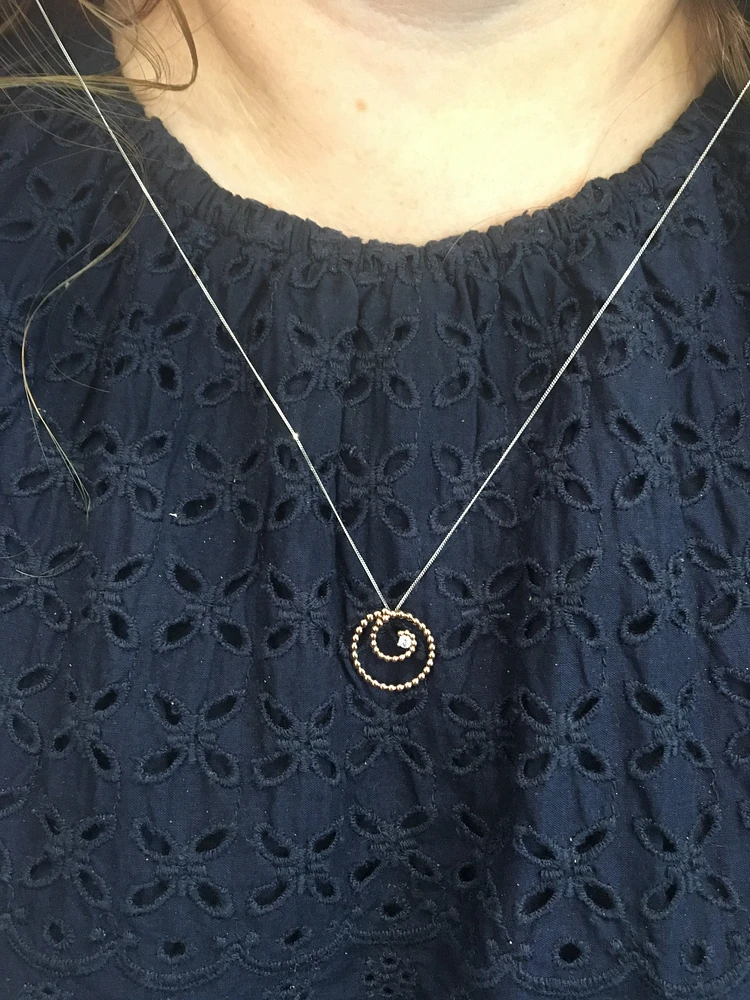10K White & Rose Gold 0.08cttw Diamond Pendant, 18"