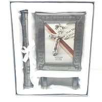 Pewter Baptism Frame with Certificate Holder and Stand
