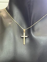10K Yellow Gold 0.06 cttw  Diamond  Cross Pendant, 18"