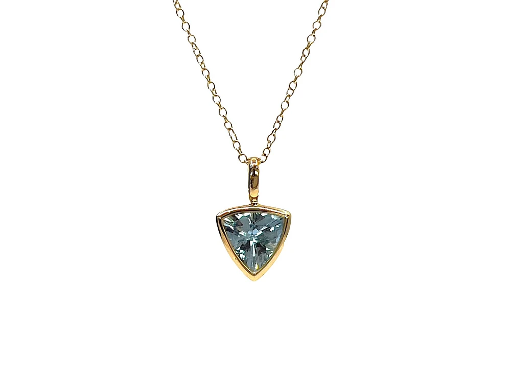 10/14K Yellow Gold 0.56cttw Aquamarine Pendant, 18"