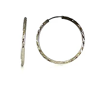 10K White Gold 22mm Sleeper/Keeper/Hoop Earrings