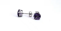 14K White Gold Amethyst Stud Earring
