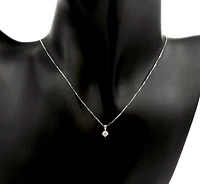 14K White Gold 0.10cttw Round Cut Canadian Diamond Pendant, 18”