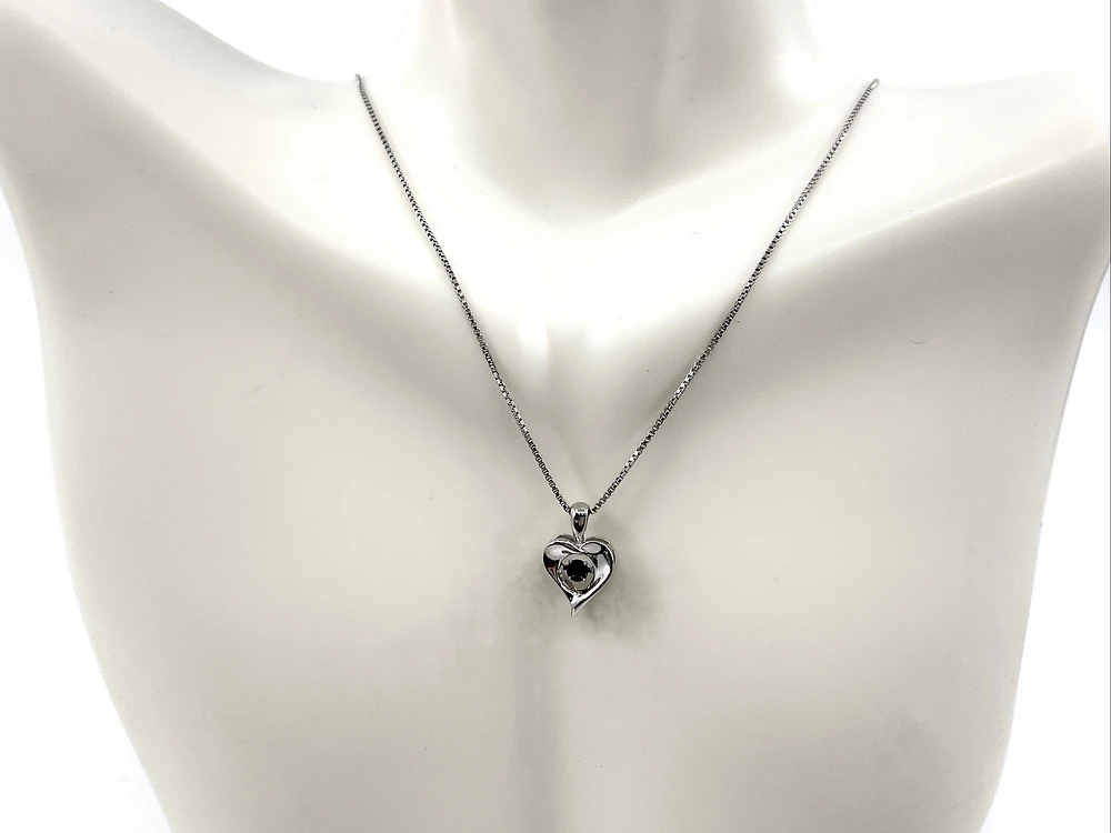 Sterling Silver Sapphire 0.10cttw Pendant,18"