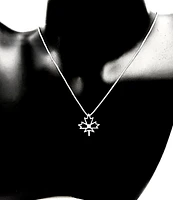 Sterling Silver Canadian Diamond Maple Leaf Pendant, 18"