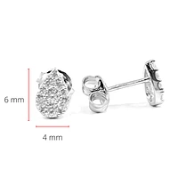 925 Sterling Silver Cubic Zirconia Cluster Tear Drop Studs - 8.4mm x 5.7mm