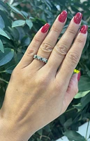 10K White Gold 0.65cttw Pear Cut Emerald and 0.14cttw Diamond Ring - Size 6.5