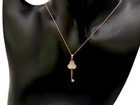10K Rose Gold Mother of Pearl and 0.02cttw Diamond Pendant, 18"