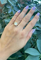 14K Yellow Gold 0.91cttw Opal and 0.09cttw Diamond Halo Ring, 6.5 - / 4.5