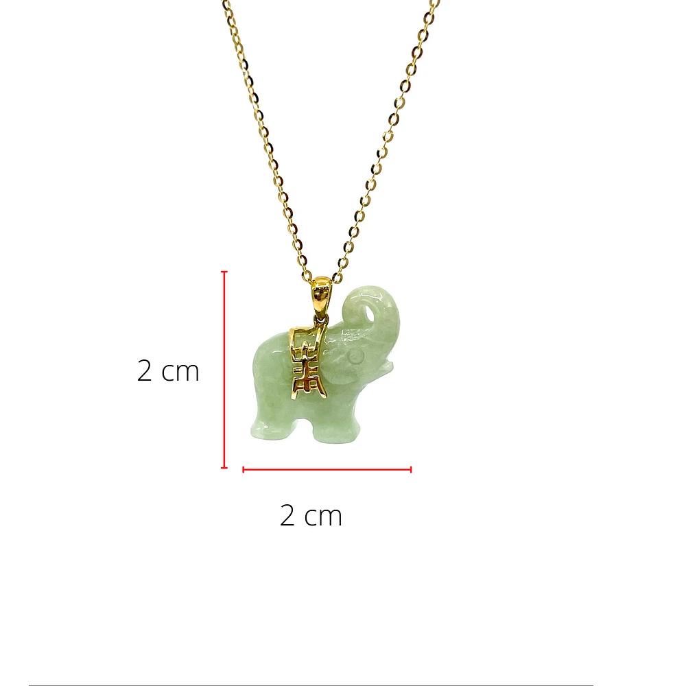 10K Gold Jadeite Elephant Pendant - yellow gold