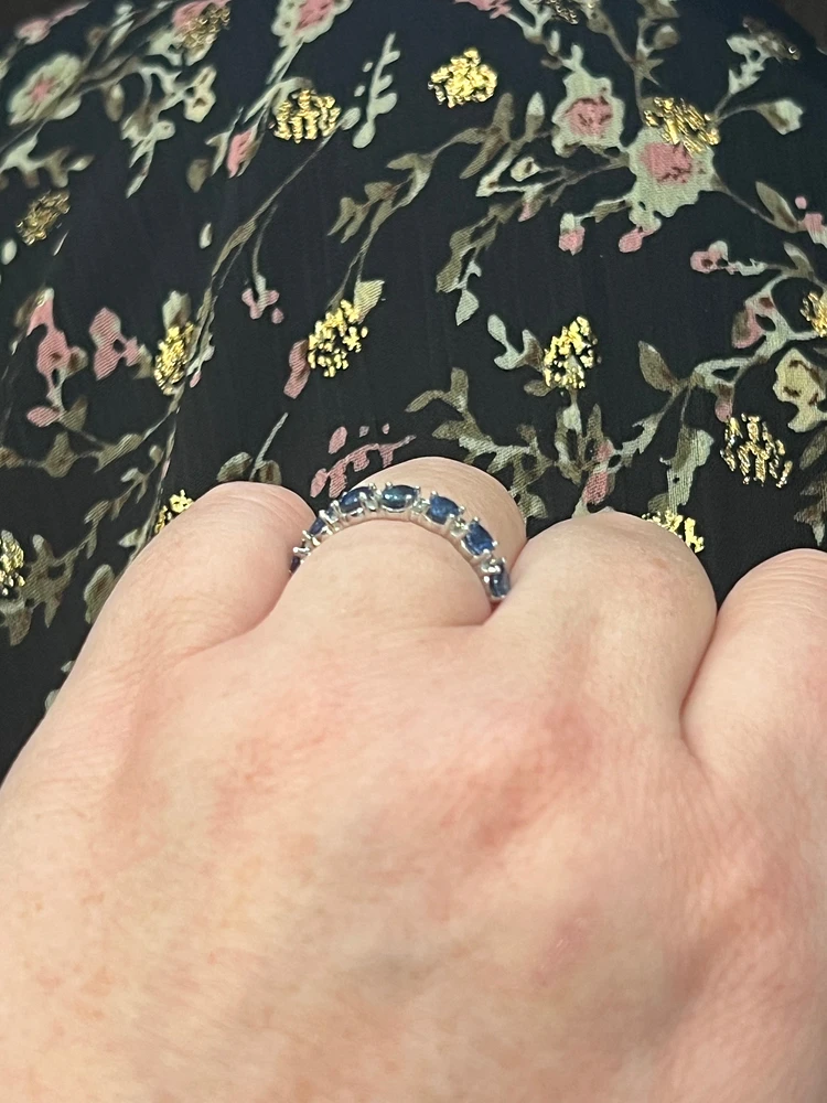10K White Gold Sapphire & Diamond Ring, size 6.5