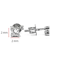 14K White Gold 0.10cttw Princess Cut Canadian Diamond Earrings