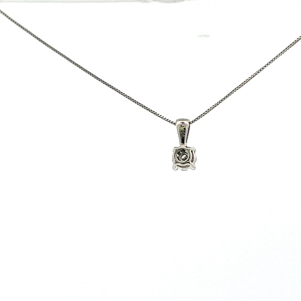 10K White Gold 0.06 cttw Diamond Illusion Set Solitaire Pendant, 18"