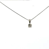 10K White Gold 0.06 cttw Diamond Illusion Set Solitaire Pendant, 18"