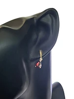 10K Yellow Gold Genuine Garnet & 0.025cttw Diamond Earrings