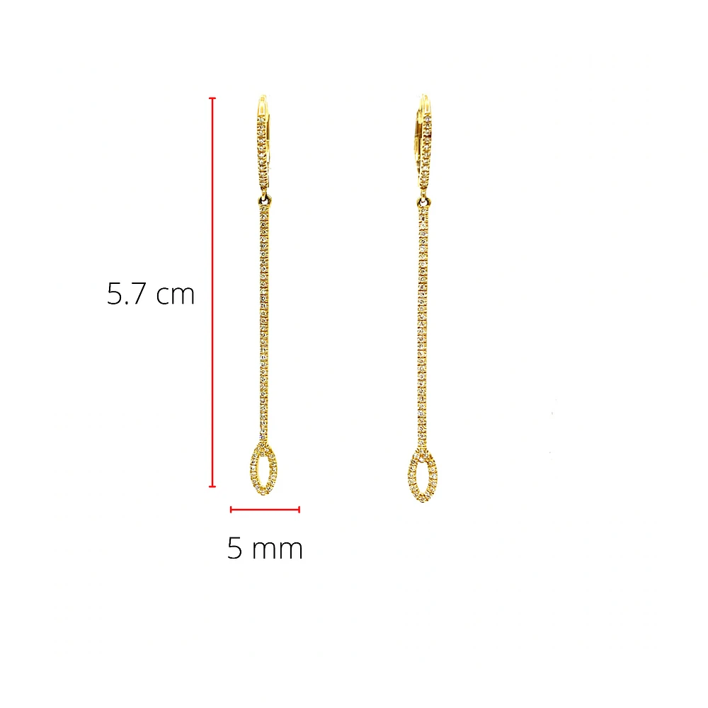 14K Yellow Gold 0.31cttw Diamond Drop Earrings - 57mm