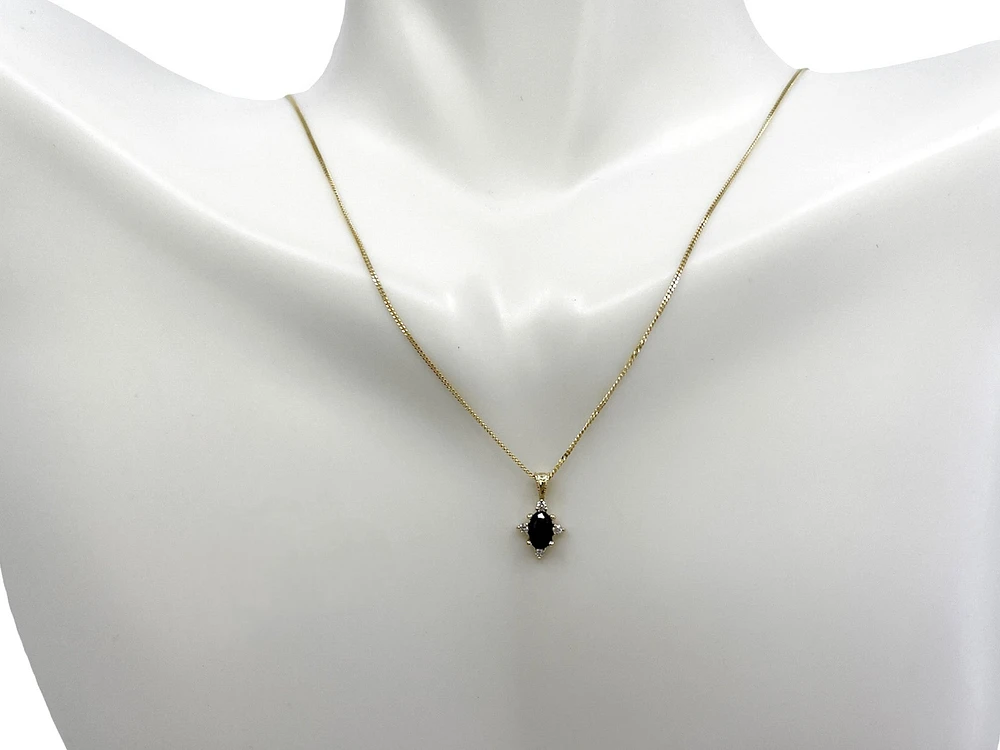 10K Yellow Gold 0.16cttw Sapphire & 0.03cttw Diamond Necklace - 18"