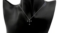 10K White Gold 0.15cttw Sapphire and 0.07cttw Diamond Cross Pendant - 18 inches