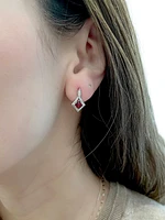 10K White Gold Garnet Stud Earrings