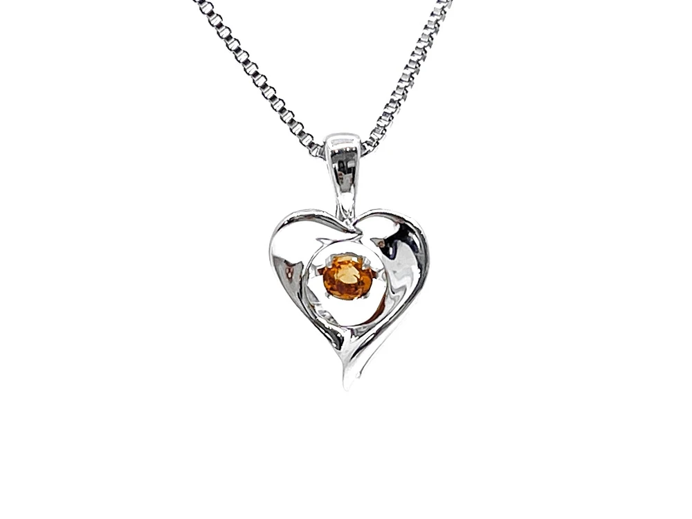 Sterling Silver 0.10cttw Citrine Pendant, 18"