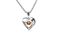 Sterling Silver 0.10cttw Citrine Pendant, 18"