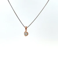 10K Two Toned Rose Gold and White Gold 0.04cttw Diamond Solitaire Necklace - 17 Inches