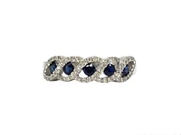 14K White Gold 0.40cttw Genuine Sapphire & 0.19cttw Diamonds Ring, size 6.5