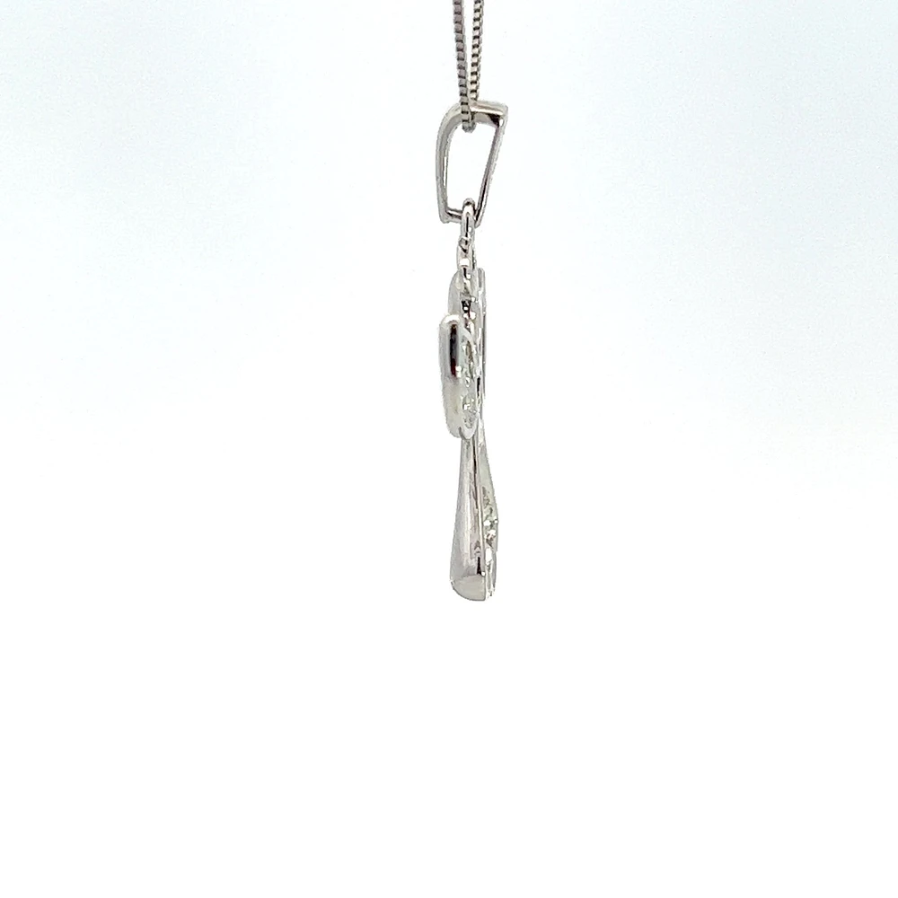 10K White Gold 0.015 cttw  Diamond  Angel Pendant, 18"