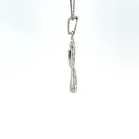 10K White Gold 0.015 cttw  Diamond  Angel Pendant, 18"