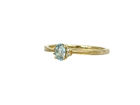 10K Yellow Gold 0.22cttw Aquamarine and 0.03cttw Diamond Ring