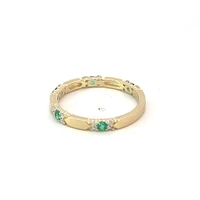 10K Yellow Gold Genuine Emerald & 0.13cttw Diamond Ring / Band, size 6.5