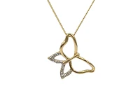 10K Yellow Gold Gold Butterfly 0.03cttw Diamond Necklace - 18"