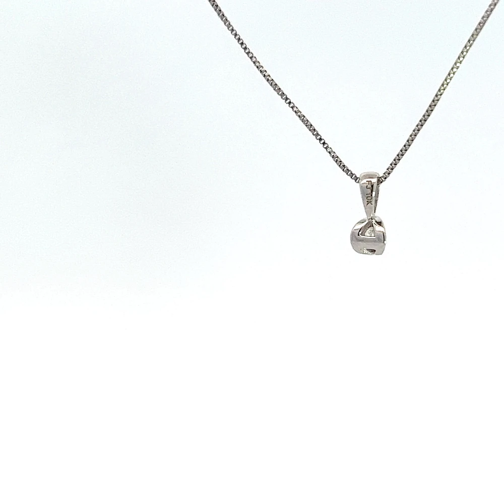 10K White Gold 0.04 cttw Diamond Solitaire Mezza Luna Pendant, 18"