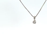 10K White Gold 0.04 cttw Diamond Solitaire Mezza Luna Pendant, 18"