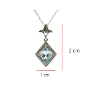 10K White Gold 6x4mm Oval Cut Sky Blue Topaz and 0.021cttw Diamond Necklace - 18 Inches