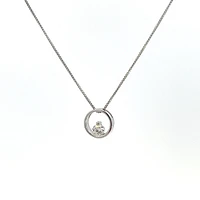 10K White Gold Diamond 0.075cttw Round Cut Pendant 18"