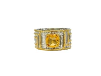 Silver and 18K Yellow Gold Plated 1.40cttw Citrine Ring, size 7